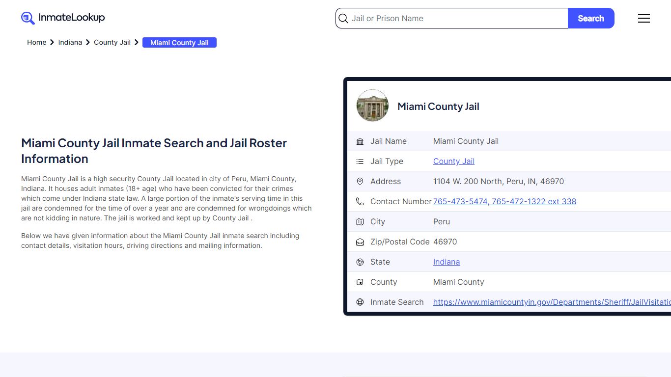 Miami County Jail Inmate Search and Jail Roster Information - Inmate Lookup